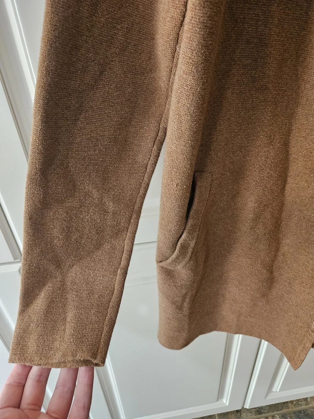 J. Crew 100% Cotton Tan Cardigan Coatigan Minimalist Boho Chic Dark Academia
